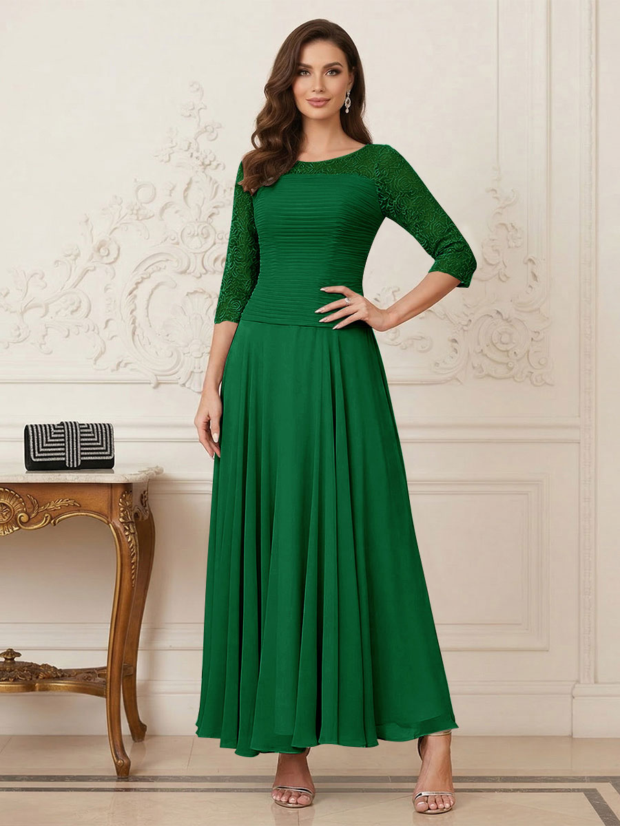 A-Line/Princess Scoop Half Sleeves Ankle-Length Mother of the Bride Dresses with Appliques