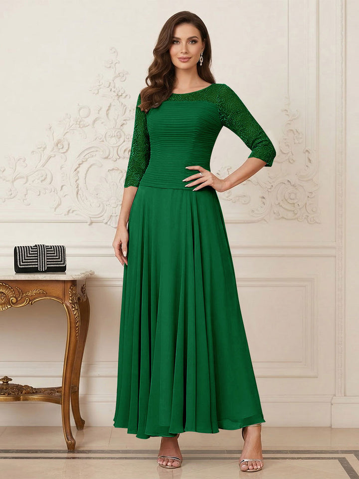 A-Line/Princess Scoop Half Sleeves Ankle-Length Mother of the Bride Dresses with Appliques