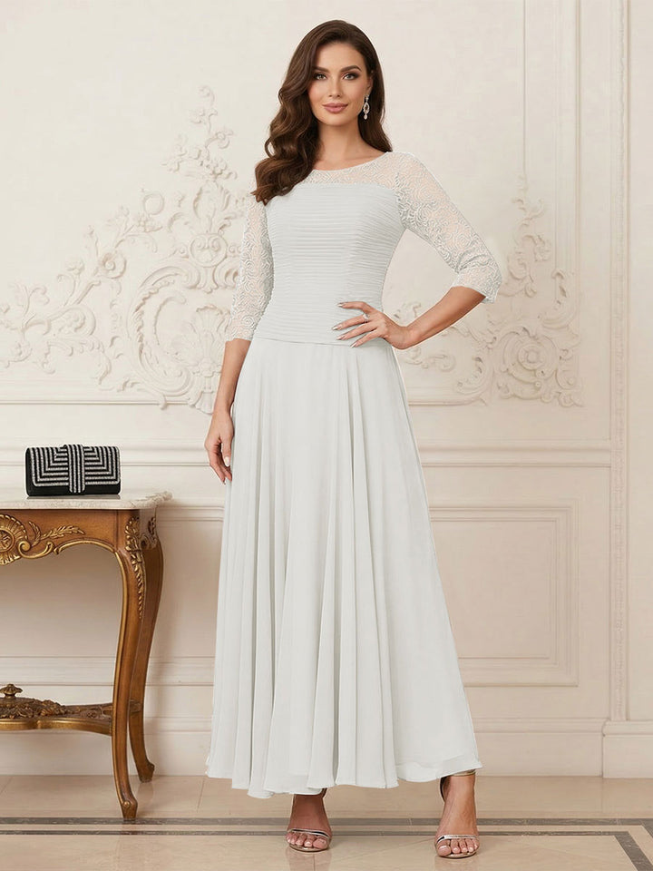 A-Line/Princess Scoop Half Sleeves Ankle-Length Mother of the Bride Dresses with Appliques