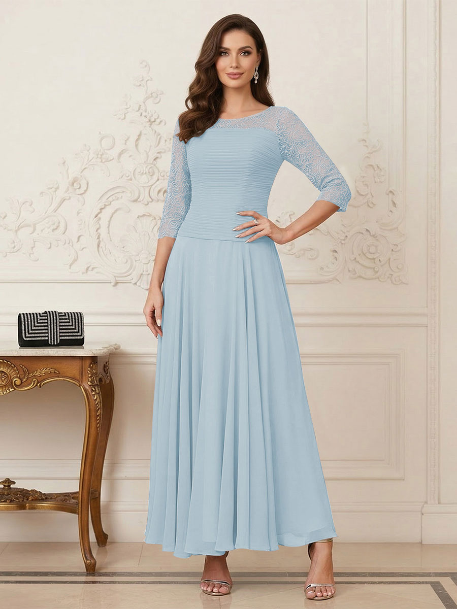 A-Line/Princess Scoop Half Sleeves Ankle-Length Mother of the Bride Dresses with Appliques