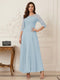 A-Line/Princess Scoop Half Sleeves Ankle-Length Mother of the Bride Dresses with Appliques