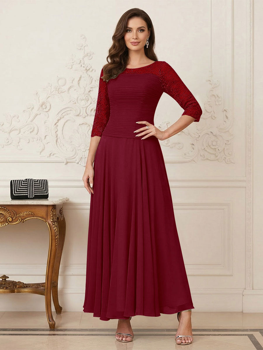 A-Line/Princess Scoop Half Sleeves Ankle-Length Mother of the Bride Dresses with Appliques