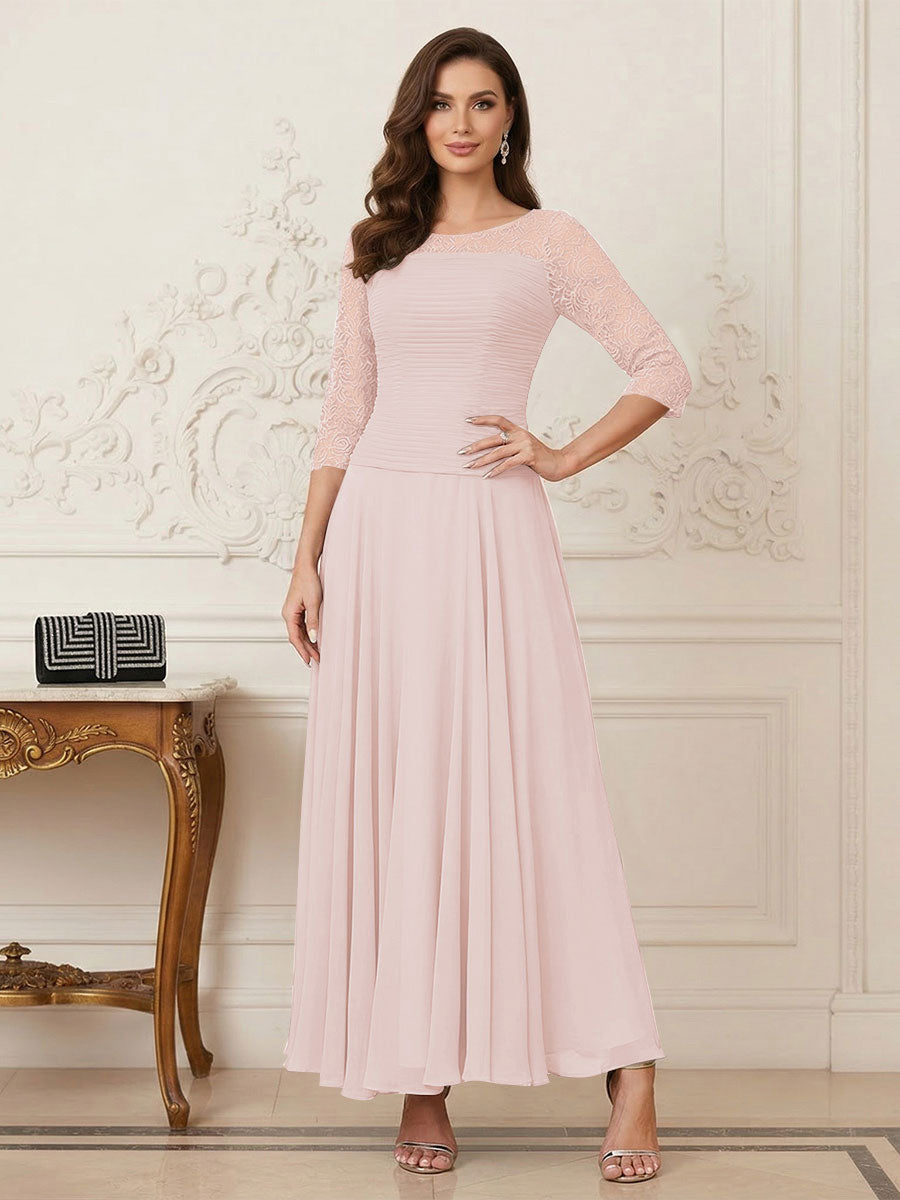 A-Line/Princess Scoop Half Sleeves Ankle-Length Mother of the Bride Dresses with Appliques