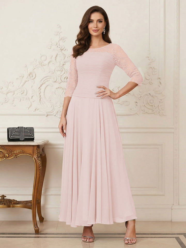 A-Line/Princess Scoop Half Sleeves Ankle-Length Mother of the Bride Dresses with Appliques