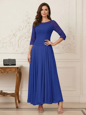 A-Line/Princess Scoop Half Sleeves Ankle-Length Mother of the Bride Dresses with Appliques