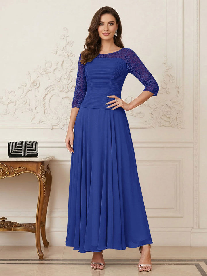 A-Line/Princess Scoop Half Sleeves Ankle-Length Mother of the Bride Dresses with Appliques