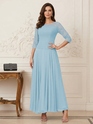 A-Line/Princess Scoop Half Sleeves Ankle-Length Mother of the Bride Dresses with Appliques