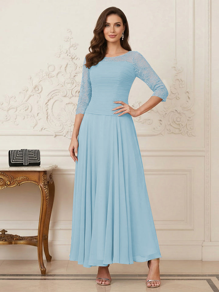 A-Line/Princess Scoop Half Sleeves Ankle-Length Mother of the Bride Dresses with Appliques