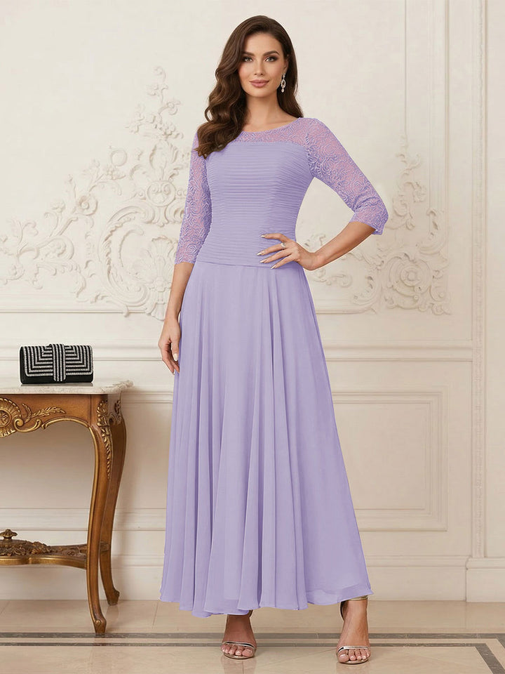 A-Line/Princess Scoop Half Sleeves Ankle-Length Mother of the Bride Dresses with Appliques