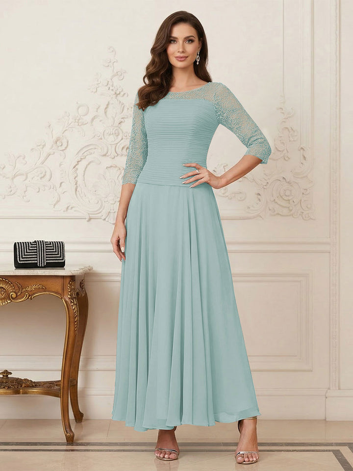 A-Line/Princess Scoop Half Sleeves Ankle-Length Mother of the Bride Dresses with Appliques