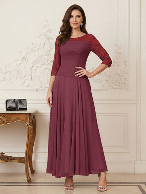A-Line/Princess Scoop Half Sleeves Ankle-Length Mother of the Bride Dresses with Appliques