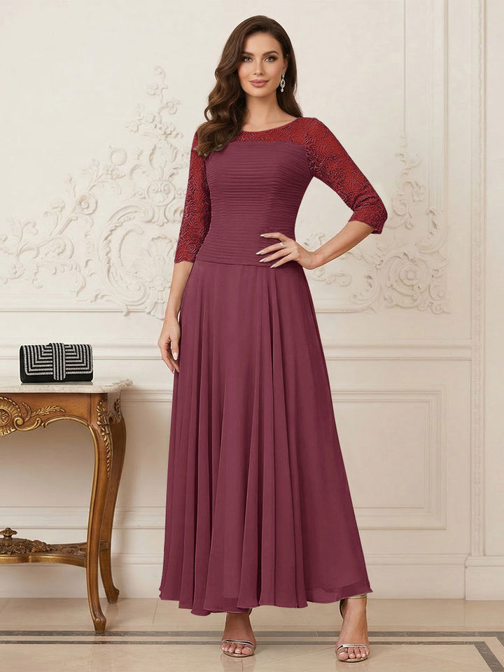 A-Line/Princess Scoop Half Sleeves Ankle-Length Mother of the Bride Dresses with Appliques