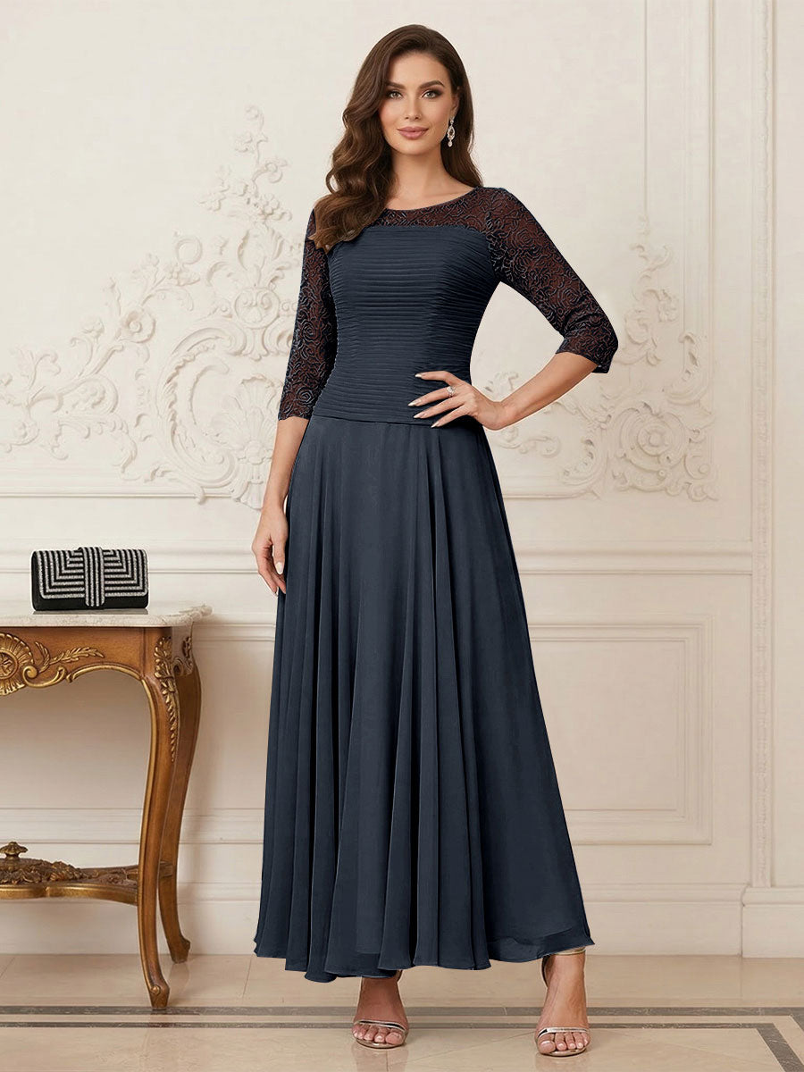 A-Line/Princess Scoop Half Sleeves Ankle-Length Mother of the Bride Dresses with Appliques