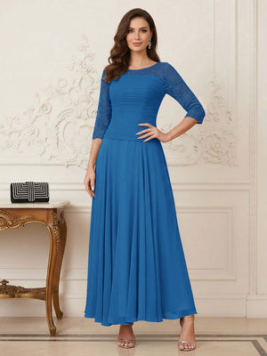 A-Line/Princess Scoop Half Sleeves Ankle-Length Mother of the Bride Dresses with Appliques