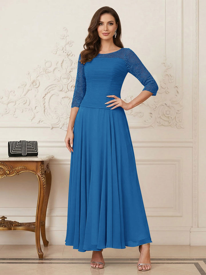 A-Line/Princess Scoop Half Sleeves Ankle-Length Mother of the Bride Dresses with Appliques