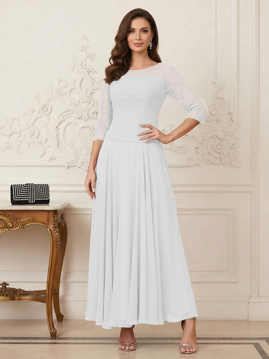 A-Line/Princess Scoop Half Sleeves Ankle-Length Mother of the Bride Dresses with Appliques
