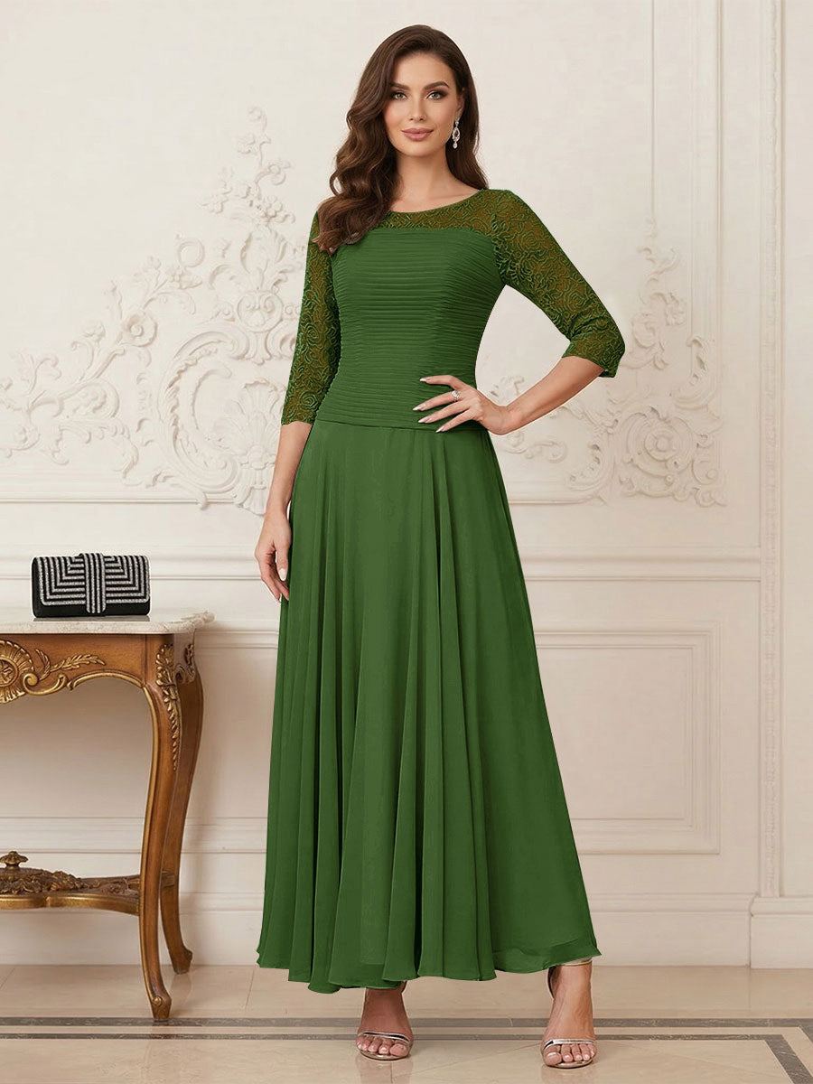 A-Line/Princess Scoop Half Sleeves Ankle-Length Mother of the Bride Dresses with Appliques