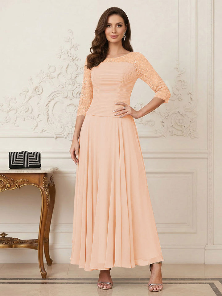 A-Line/Princess Scoop Half Sleeves Ankle-Length Mother of the Bride Dresses with Appliques