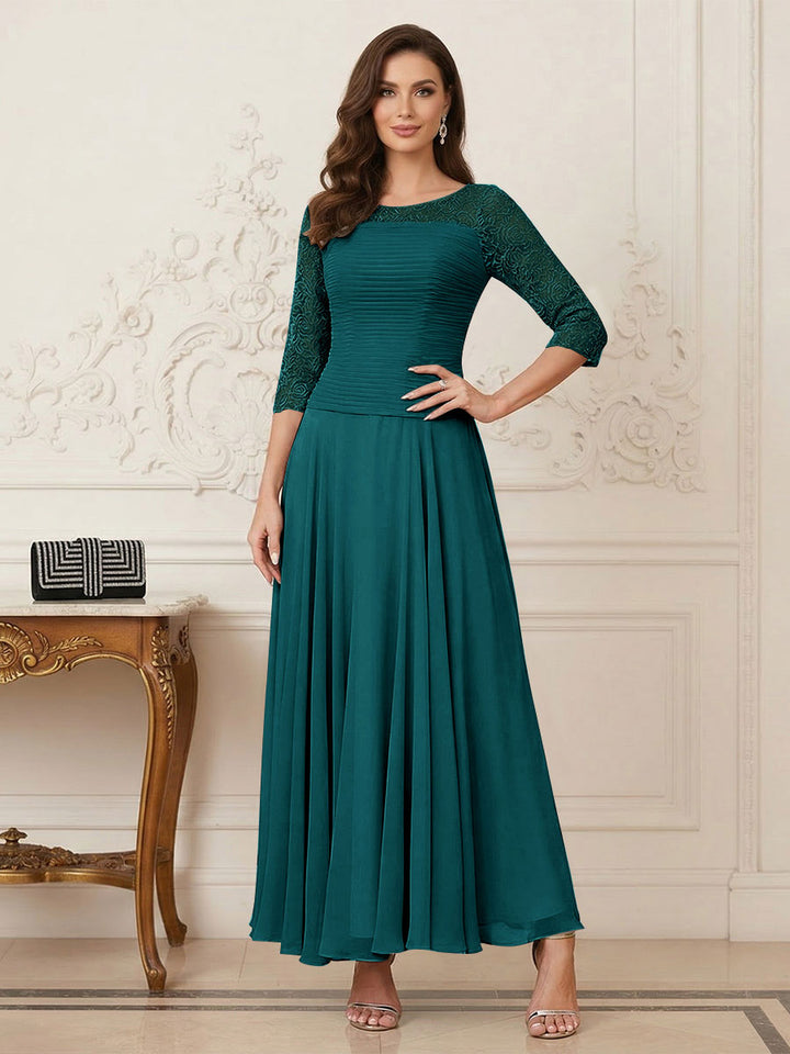 A-Line/Princess Scoop Half Sleeves Ankle-Length Mother of the Bride Dresses with Appliques