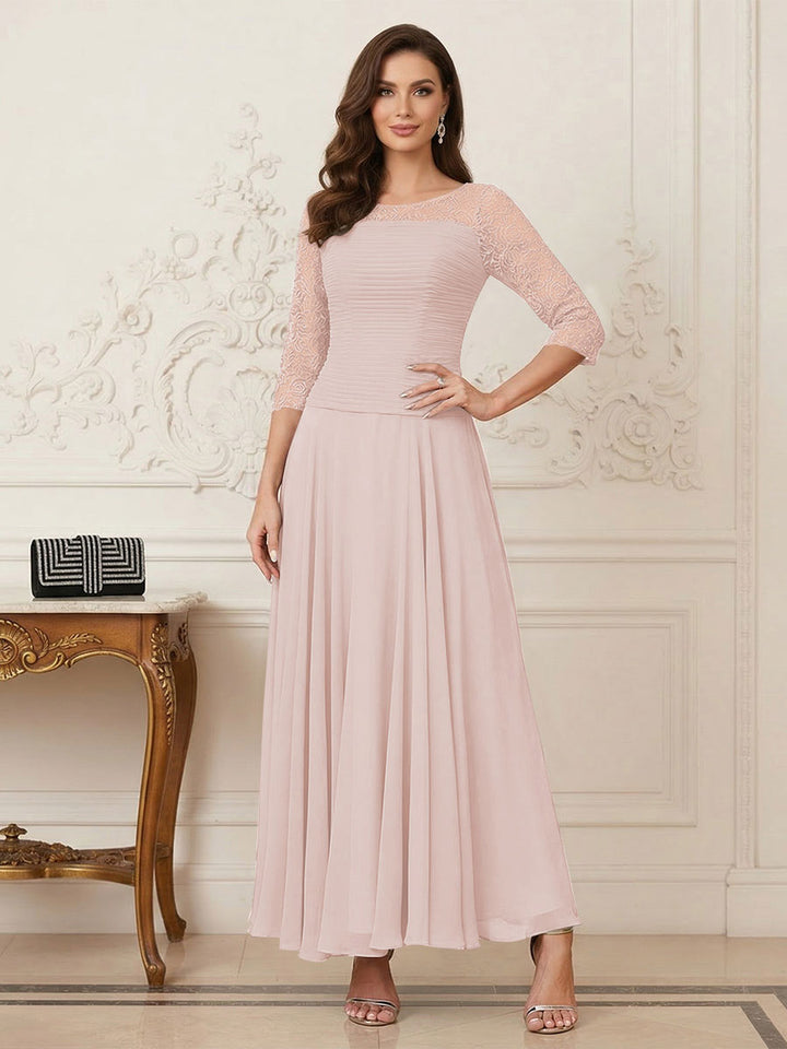 A-Line/Princess Scoop Half Sleeves Ankle-Length Mother of the Bride Dresses with Appliques