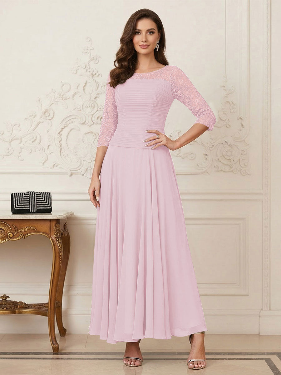 A-Line/Princess Scoop Half Sleeves Ankle-Length Mother of the Bride Dresses with Appliques