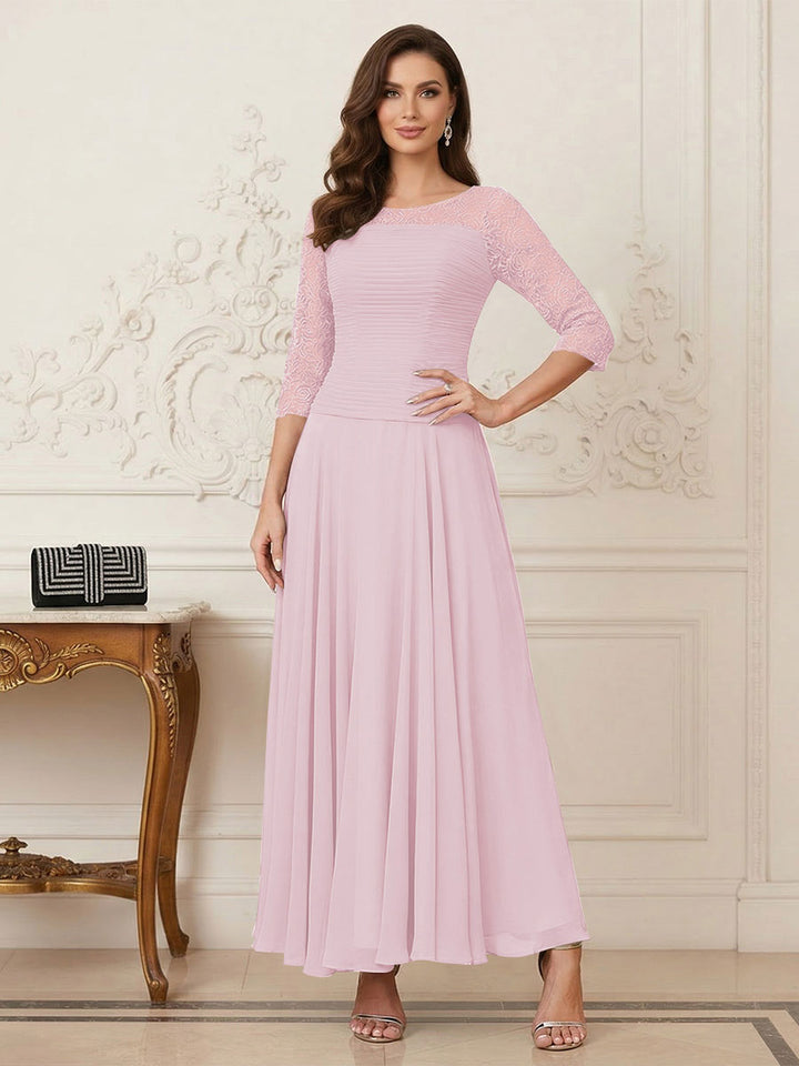 A-Line/Princess Scoop Half Sleeves Ankle-Length Mother of the Bride Dresses with Appliques