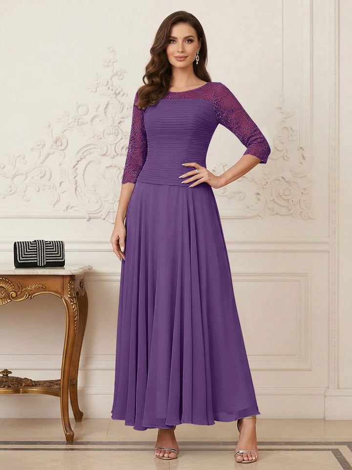 A-Line/Princess Scoop Half Sleeves Ankle-Length Mother of the Bride Dresses with Appliques