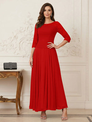 A-Line/Princess Scoop Half Sleeves Ankle-Length Mother of the Bride Dresses with Appliques