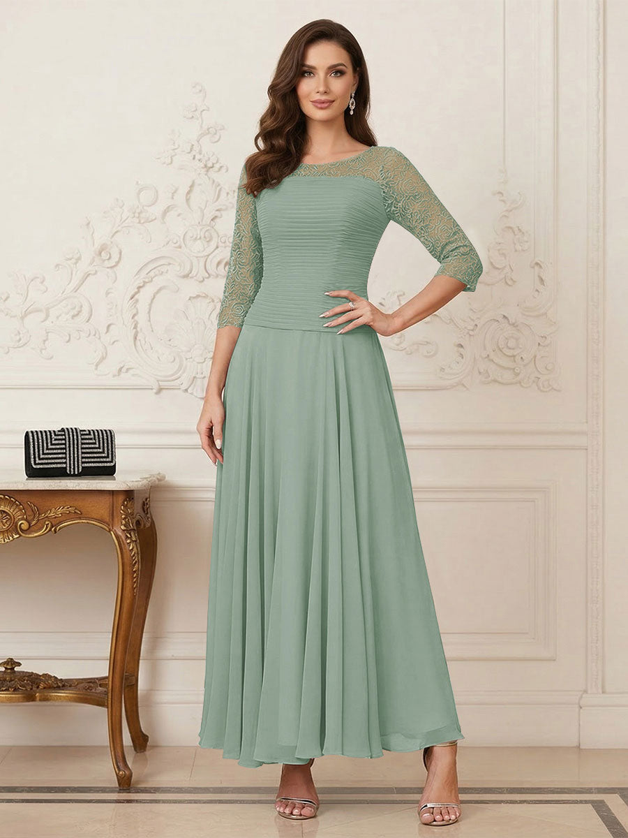 A-Line/Princess Scoop Half Sleeves Ankle-Length Mother of the Bride Dresses with Appliques