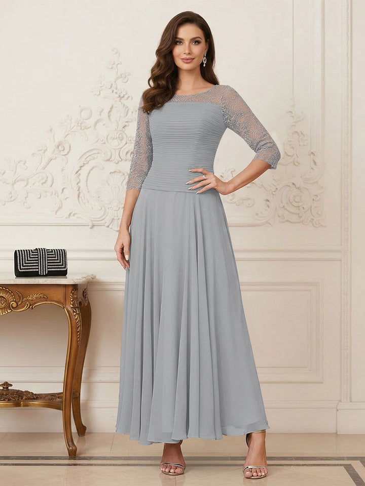 A-Line/Princess Scoop Half Sleeves Ankle-Length Mother of the Bride Dresses with Appliques