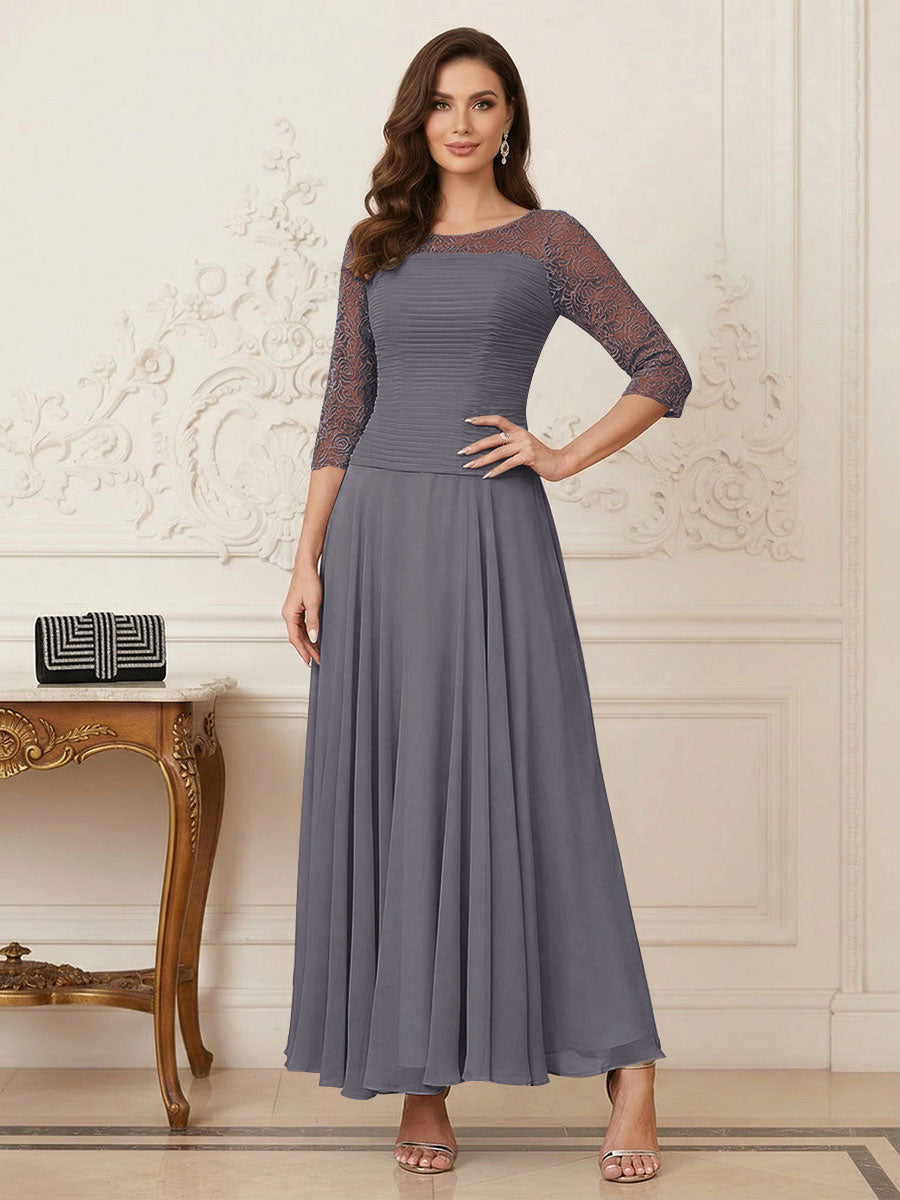 A-Line/Princess Scoop Half Sleeves Ankle-Length Mother of the Bride Dresses with Appliques