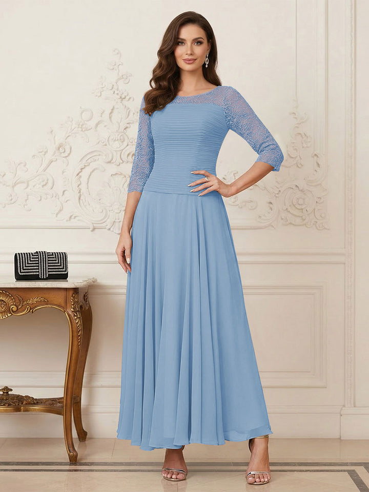 A-Line/Princess Scoop Half Sleeves Ankle-Length Mother of the Bride Dresses with Appliques
