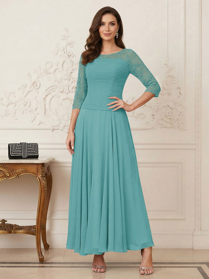 A-Line/Princess Scoop Half Sleeves Ankle-Length Mother of the Bride Dresses with Appliques
