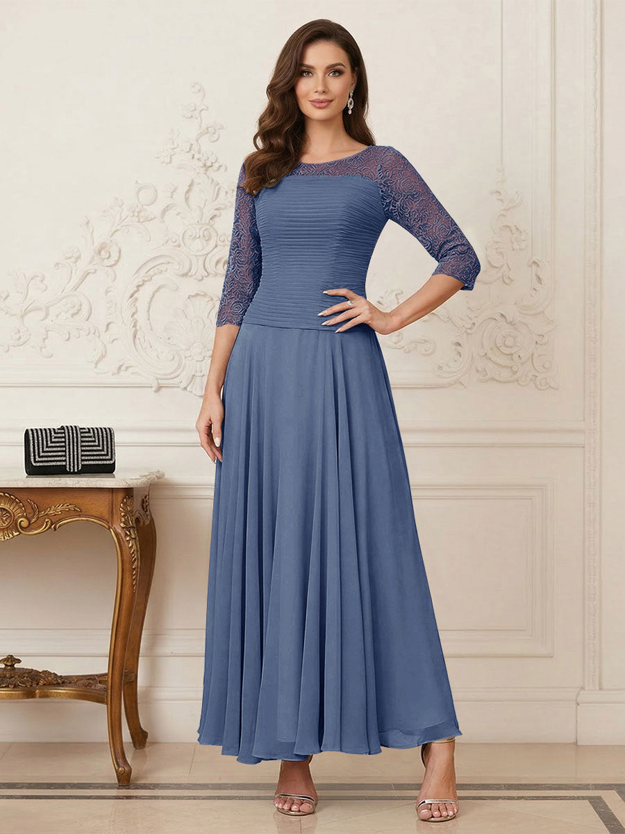 A-Line/Princess Scoop Half Sleeves Ankle-Length Mother of the Bride Dresses with Appliques