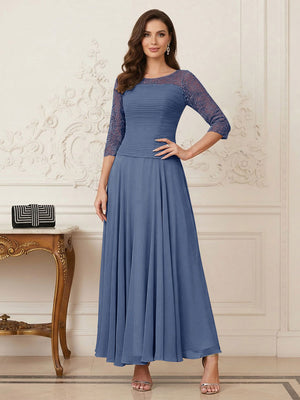 A-Line/Princess Scoop Half Sleeves Ankle-Length Mother of the Bride Dresses with Appliques