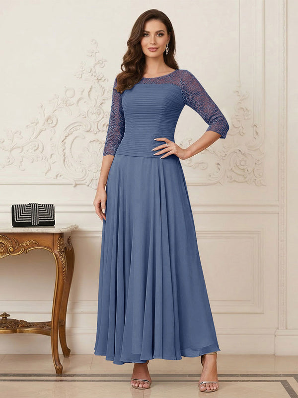 A-Line/Princess Scoop Half Sleeves Ankle-Length Mother of the Bride Dresses with Appliques