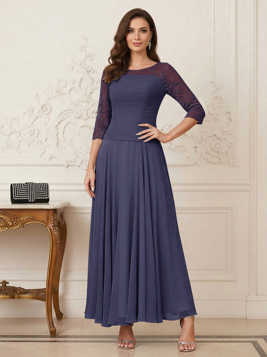 A-Line/Princess Scoop Half Sleeves Ankle-Length Mother of the Bride Dresses with Appliques
