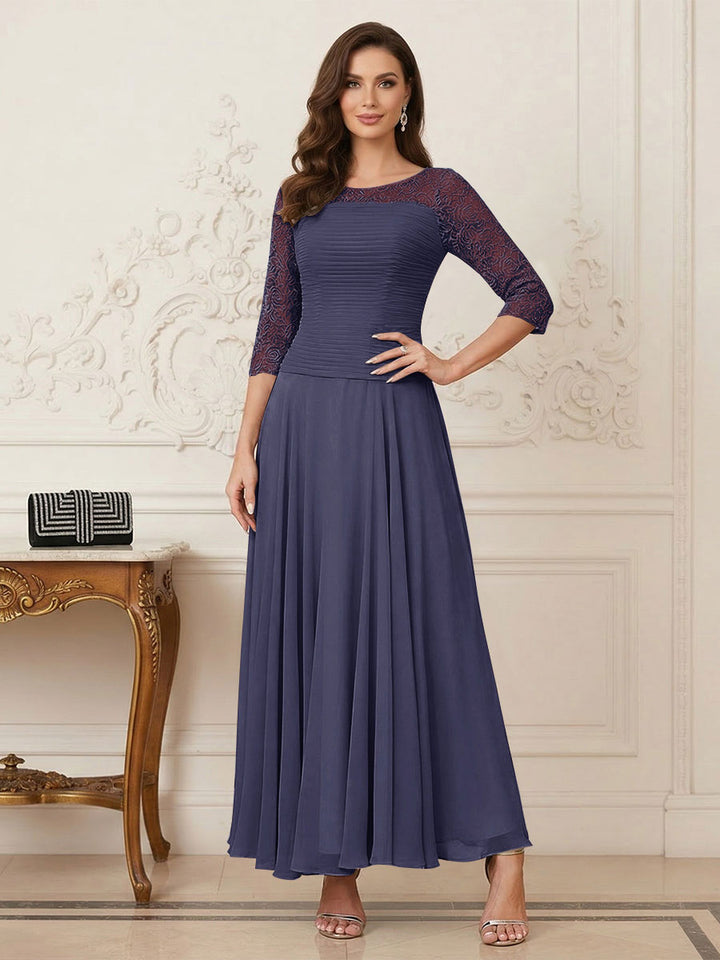 A-Line/Princess Scoop Half Sleeves Ankle-Length Mother of the Bride Dresses with Appliques