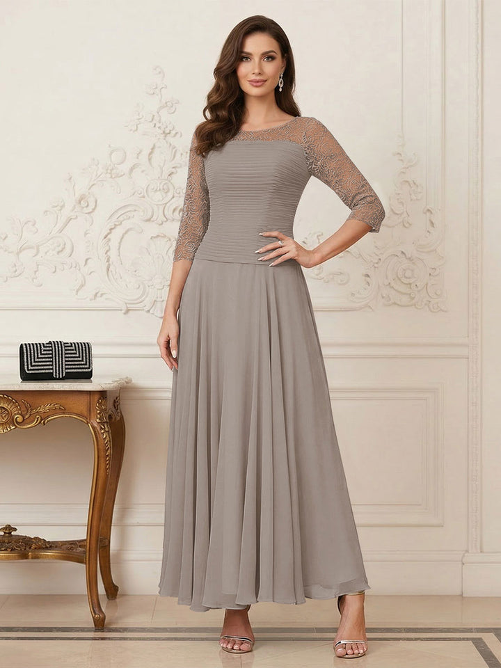 A-Line/Princess Scoop Half Sleeves Ankle-Length Mother of the Bride Dresses with Appliques
