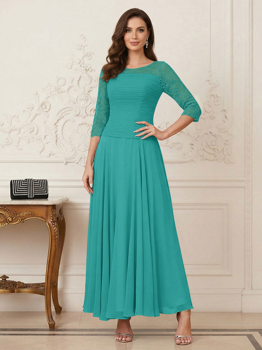 A-Line/Princess Scoop Half Sleeves Ankle-Length Mother of the Bride Dresses with Appliques