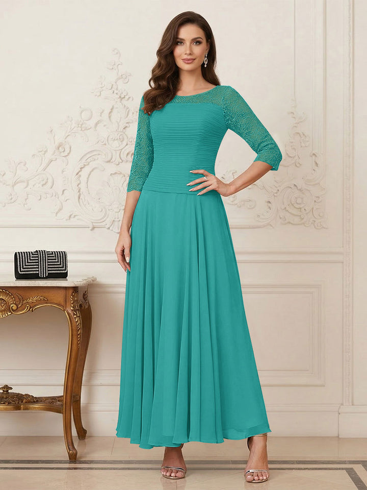 A-Line/Princess Scoop Half Sleeves Ankle-Length Mother of the Bride Dresses with Appliques