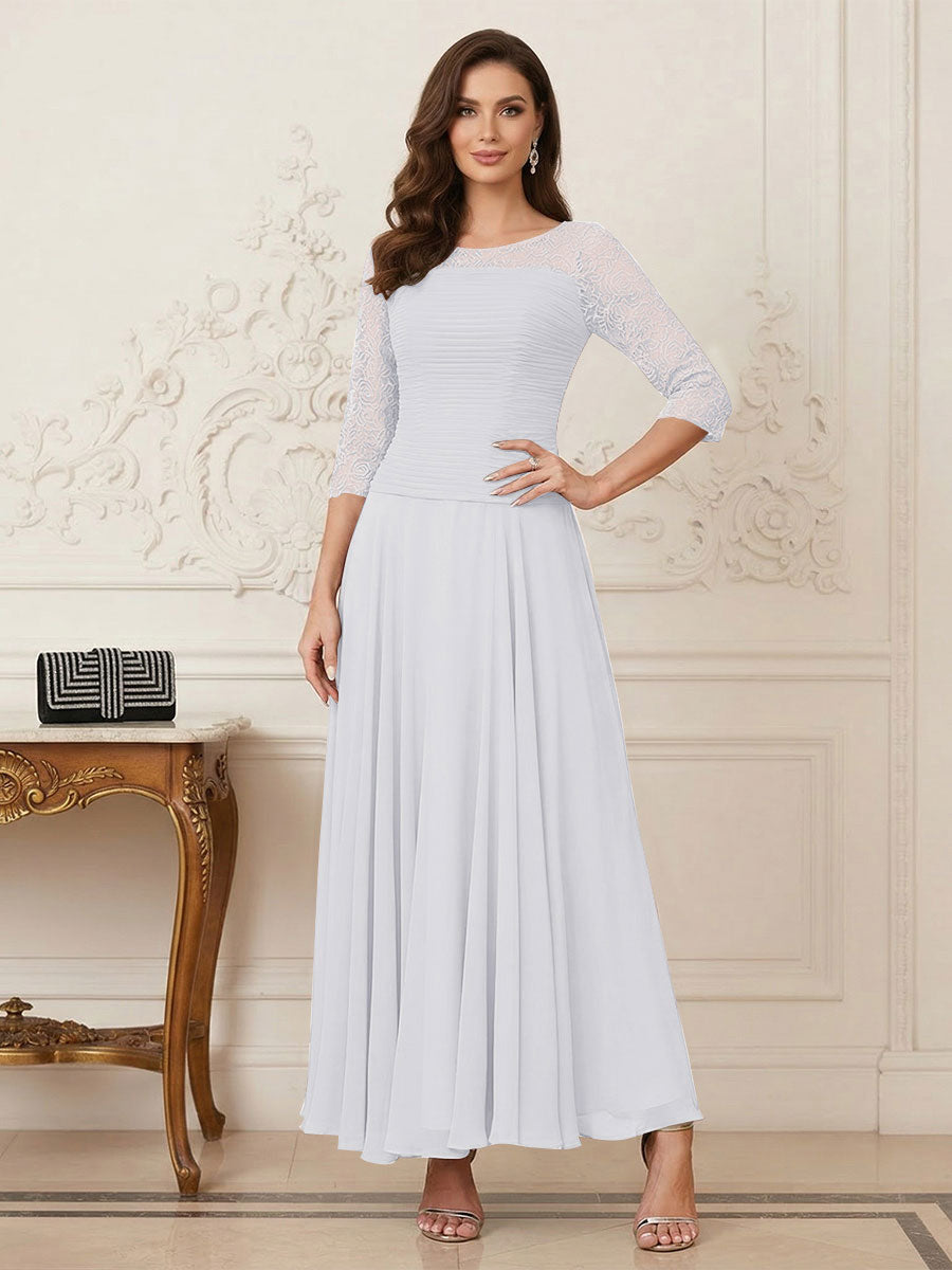 A-Line/Princess Scoop Half Sleeves Ankle-Length Mother of the Bride Dresses with Appliques