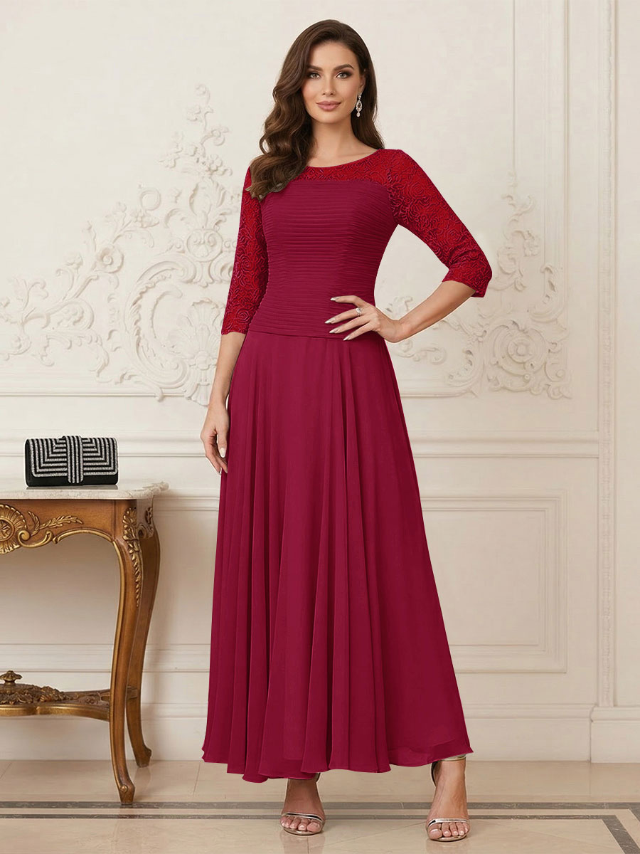 A-Line/Princess Scoop Half Sleeves Ankle-Length Mother of the Bride Dresses with Appliques