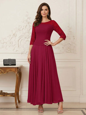 A-Line/Princess Scoop Half Sleeves Ankle-Length Mother of the Bride Dresses with Appliques