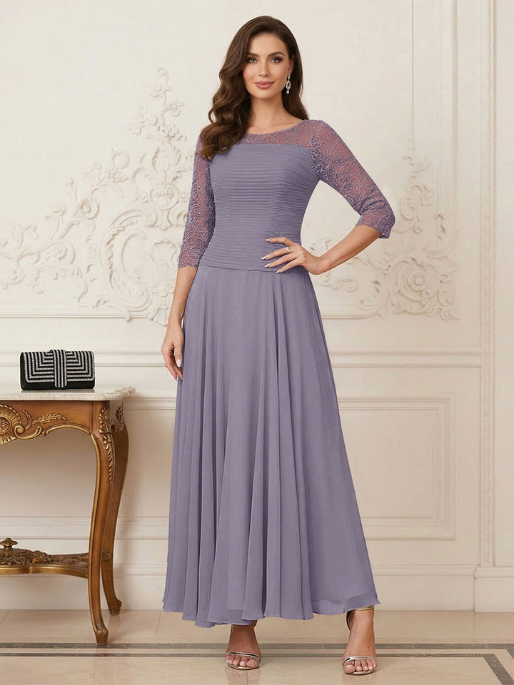 A-Line/Princess Scoop Half Sleeves Ankle-Length Mother of the Bride Dresses with Appliques