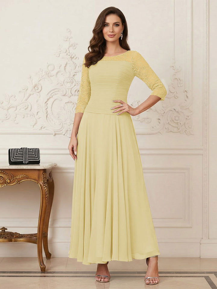 A-Line/Princess Scoop Half Sleeves Ankle-Length Mother of the Bride Dresses with Appliques