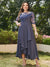 A-Line/Princess Sheer Neck Half Sleeves Long Plus Size Evening Dresses with Appliques