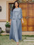 Lace Chiffon Square Neck 3/4 Sleeves 3 Pieces Plus Size Pantsuits with Appliques & Jacket