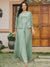 Lace Chiffon Square Neck 3/4 Sleeves 3 Pieces Plus Size Pantsuits with Appliques & Jacket