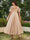 A-Line/Princess Scoop Half Sleeves Ankle-Length Long Plus Size Evening Dresses with Appliques